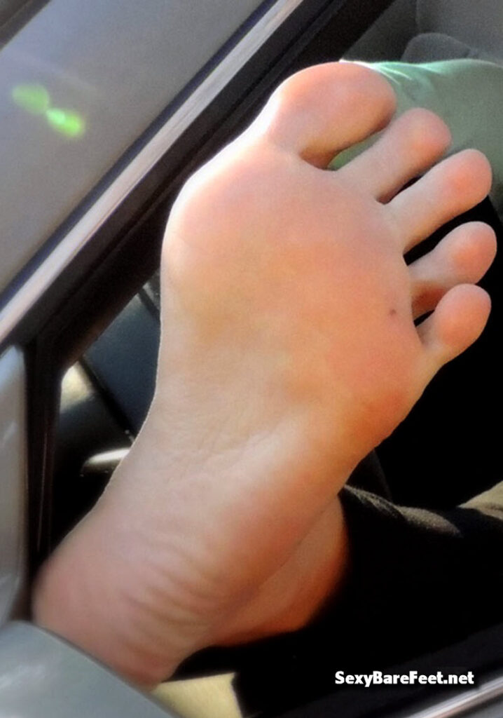 Lunch break in my car with my sexy bare feet out the window